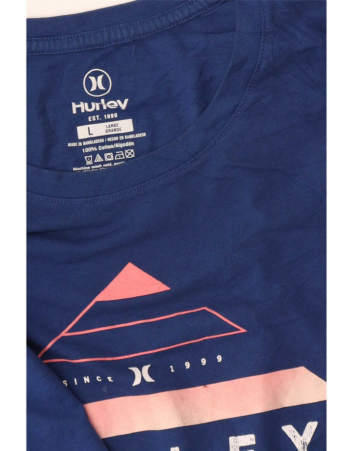 Męski T-shirt z grafiką Hurley, duży, niebieski, bawełniany