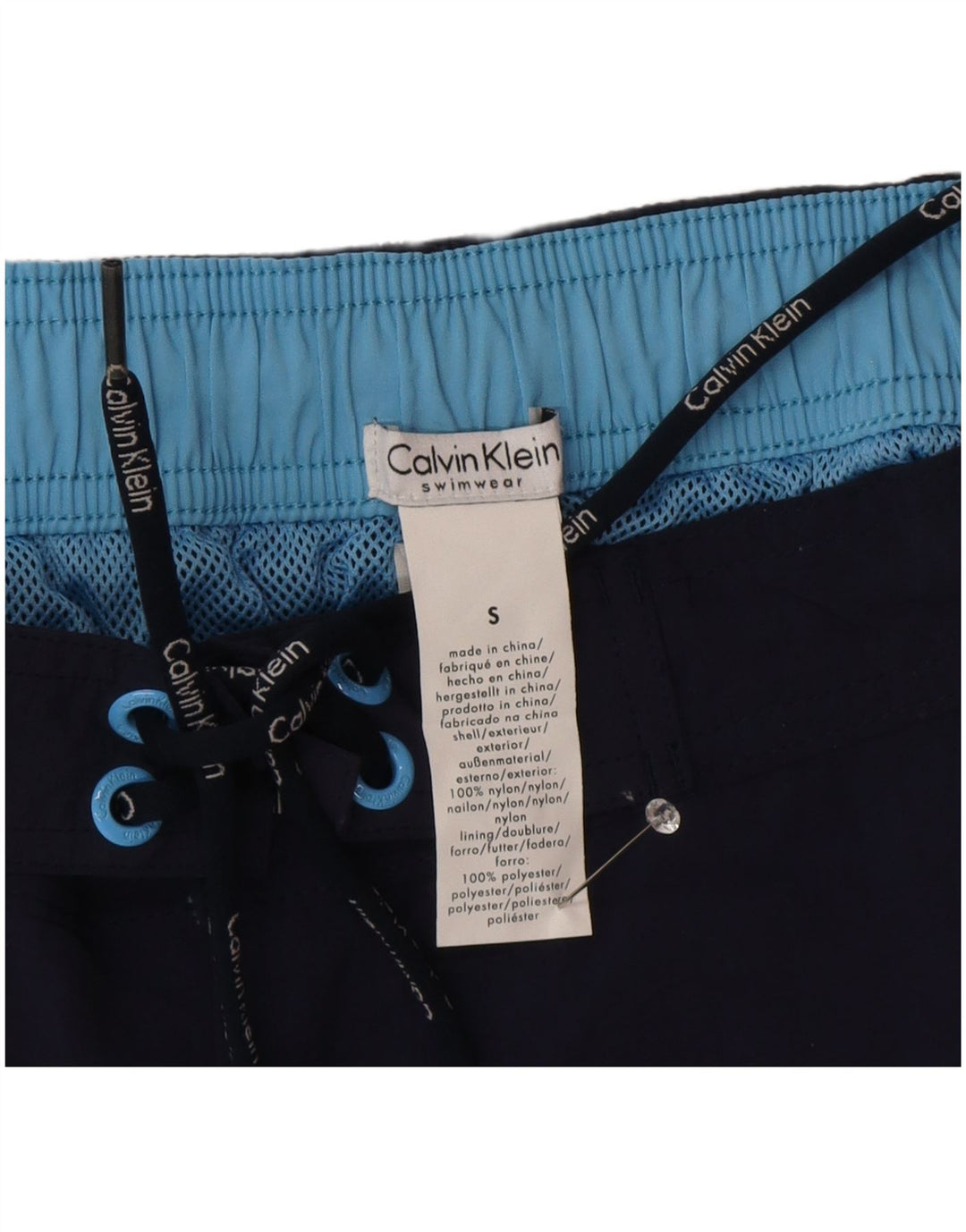 Męskie spodenki kąpielowe Calvin Klein Graphic, małe, granatowe, nylonowe