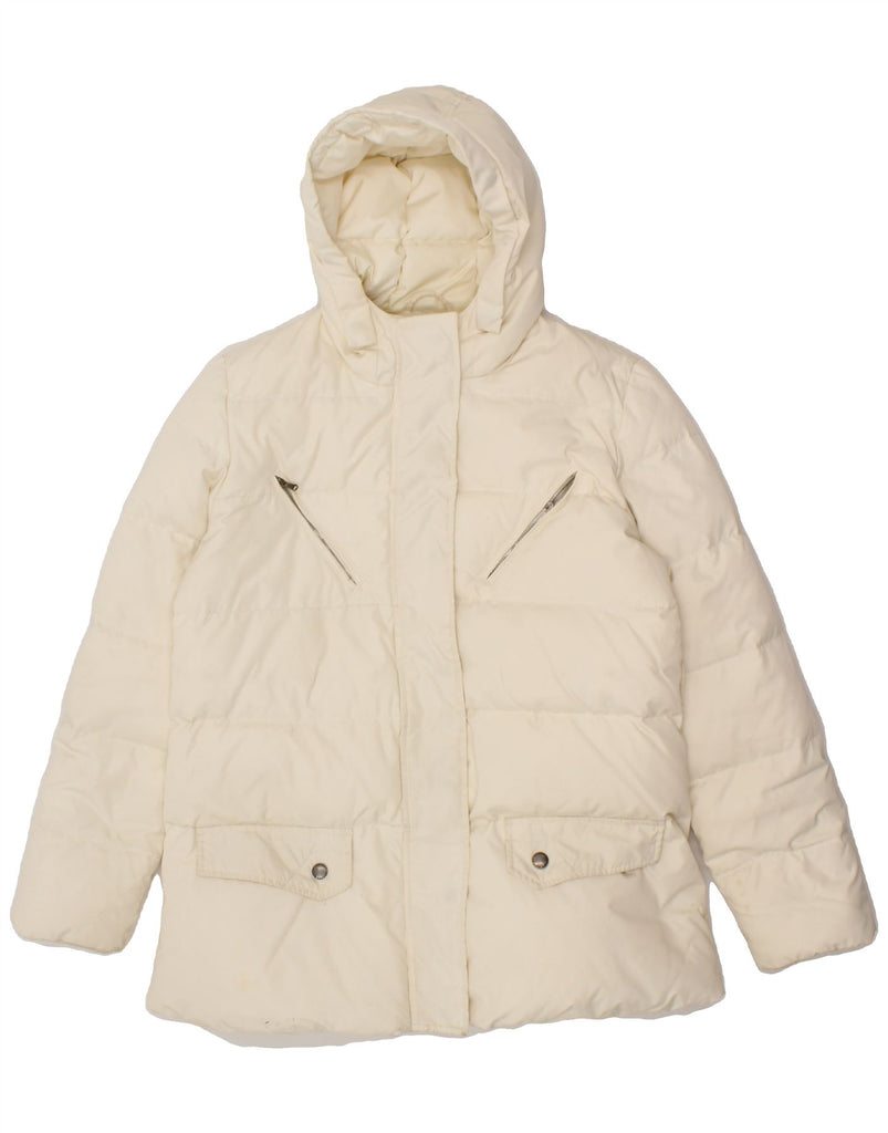 RALPH LAUREN Womens Hooded Padded Jacket UK 16 Large Off White Polyester Vintage Ralph Lauren and Second-Hand Ralph Lauren from Messina Hembry 