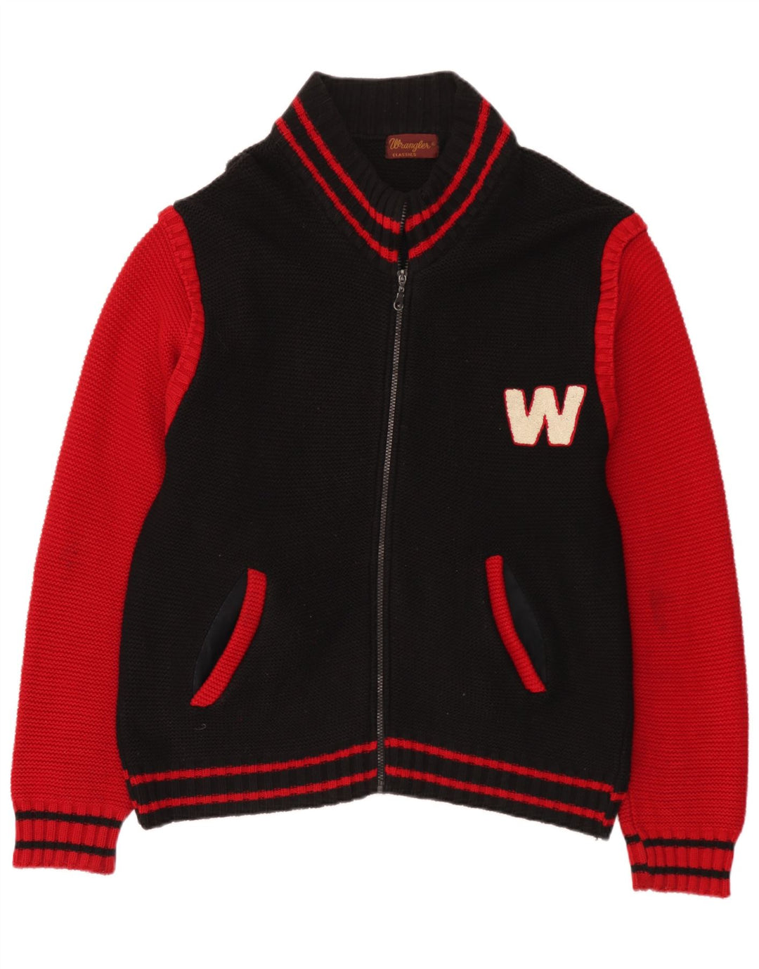 Męski sweter rozpinany z grafiką Wrangler w kolorze średniej czerni