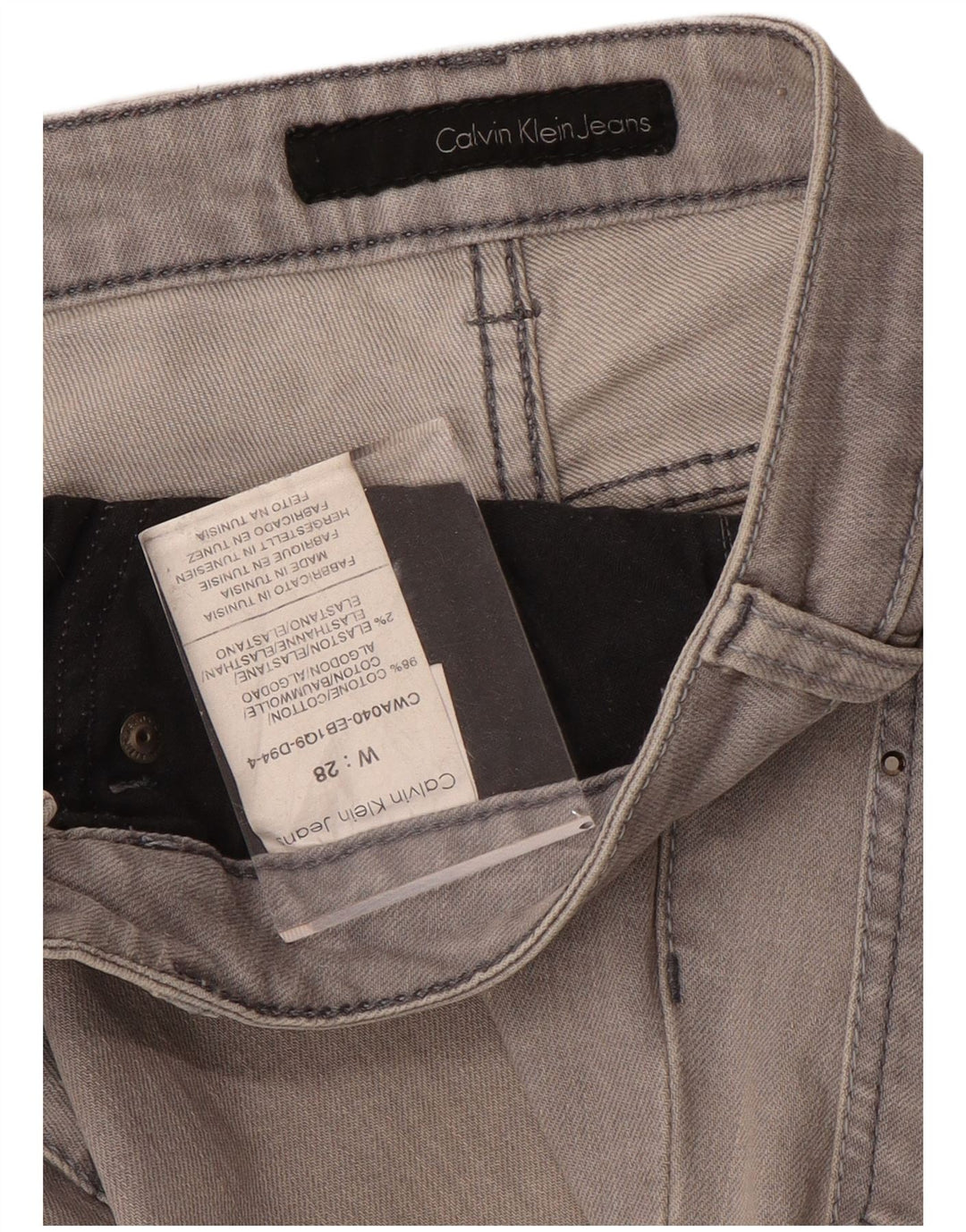 Damskie proste dżinsy CALVIN KLEIN W28 L33 Szara bawełna