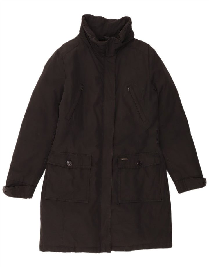 Damski płaszcz ocieplany Woolrich UK 14, duży, czarny, bawełniany