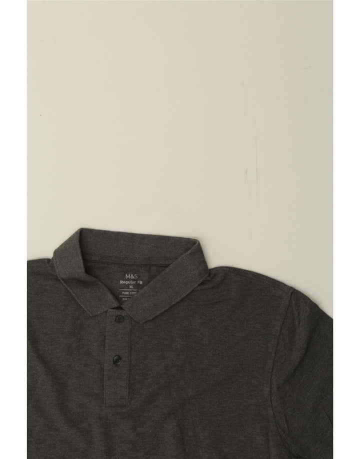 MARKS & SPENCER Mens Regular Fit Polo Shirt XL Grey Cotton Vintage Marks & Spencer and Second-Hand Marks & Spencer from Messina Hembry 