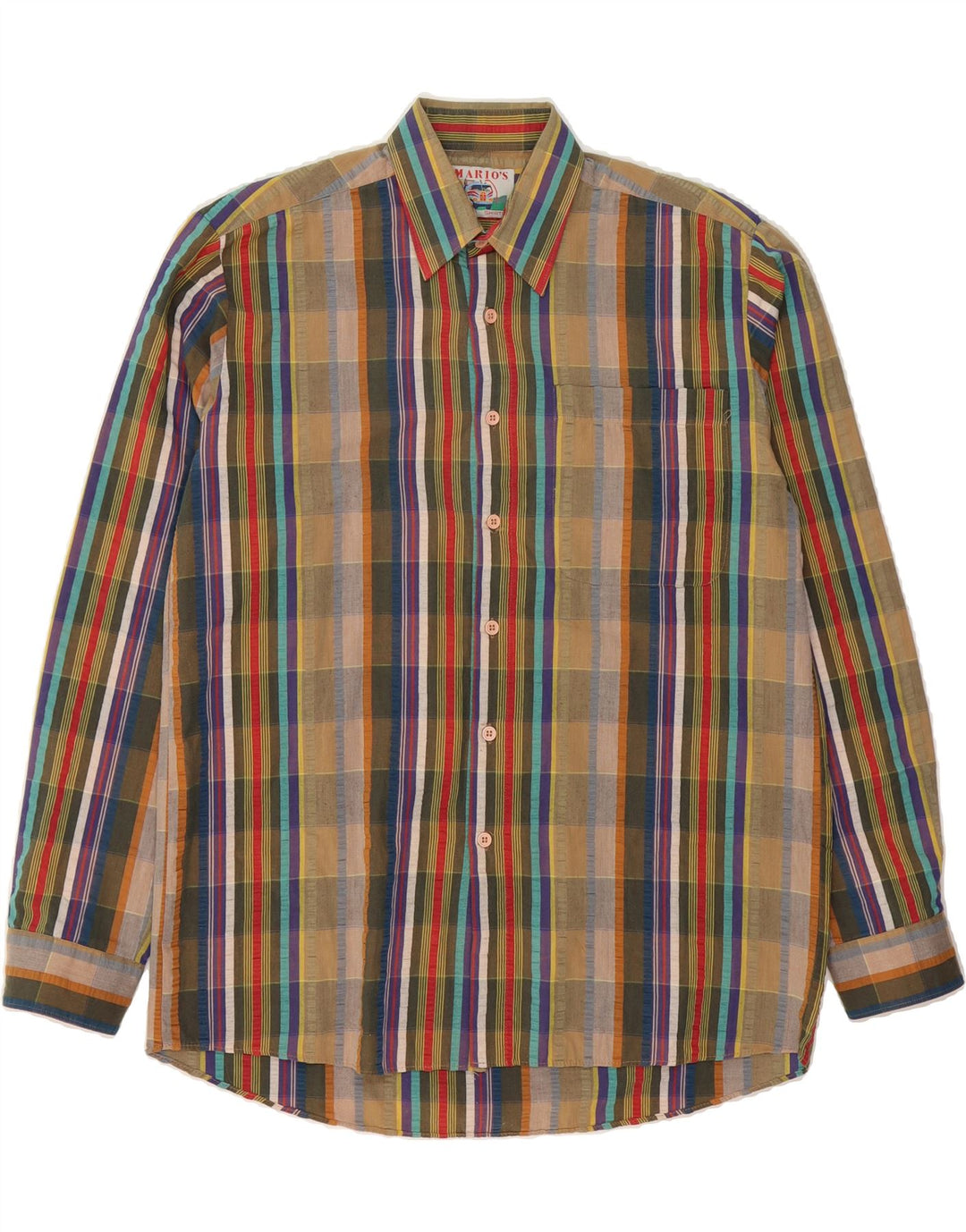 MARIO'S Mens Shirt Medium Multicoloured Check Vintage Mario's and Second-Hand Mario's from Messina Hembry 