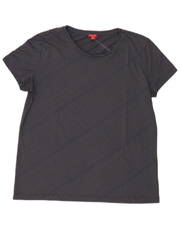 Damska koszulka graficzna Guess Top UK 16, duża, granatowa w paski