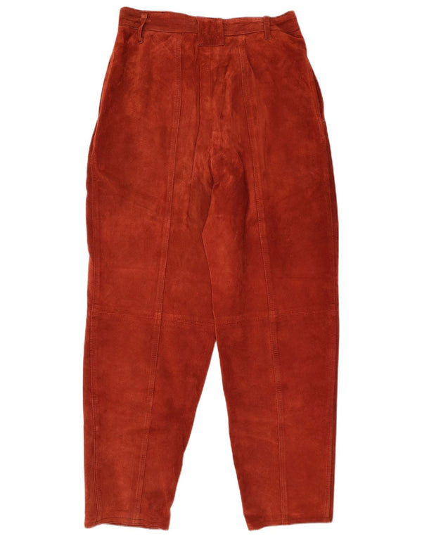 Zamszowe spodnie damskie VINTAGE z wysokim stanem EU 4 Medium W26 L28 Burgundowe