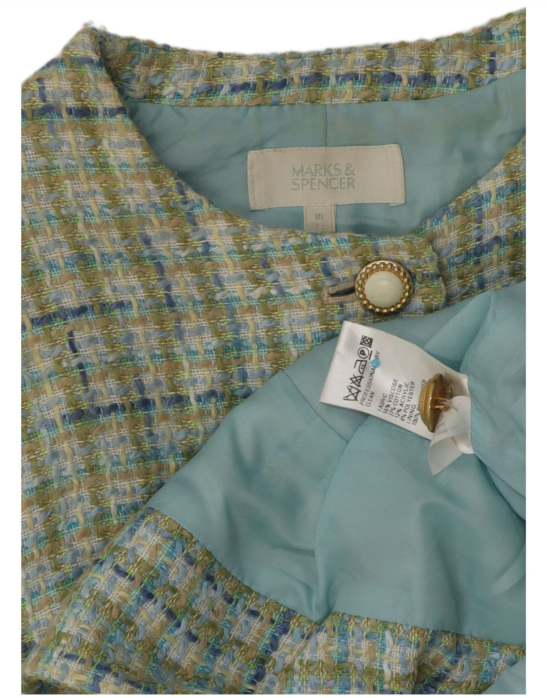 Marks & Spencer Damska marynarka zapinana na 4 guziki, UK 18 XL, wiskoza w zieloną kratkę