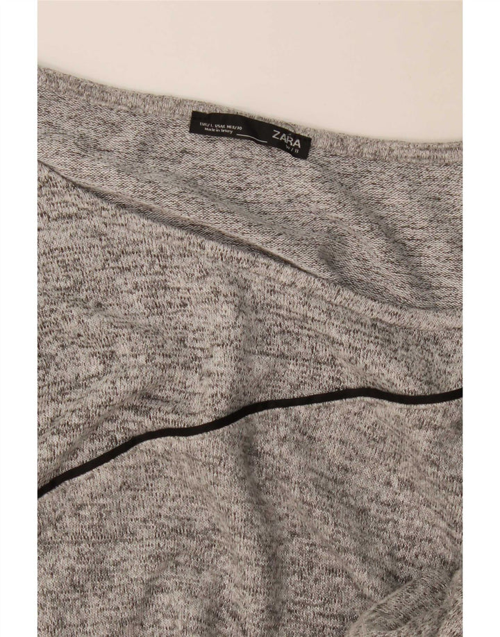 Damski top oversize Zara z rękawem 3/4, UK 16, duży, szary, nakrapiany