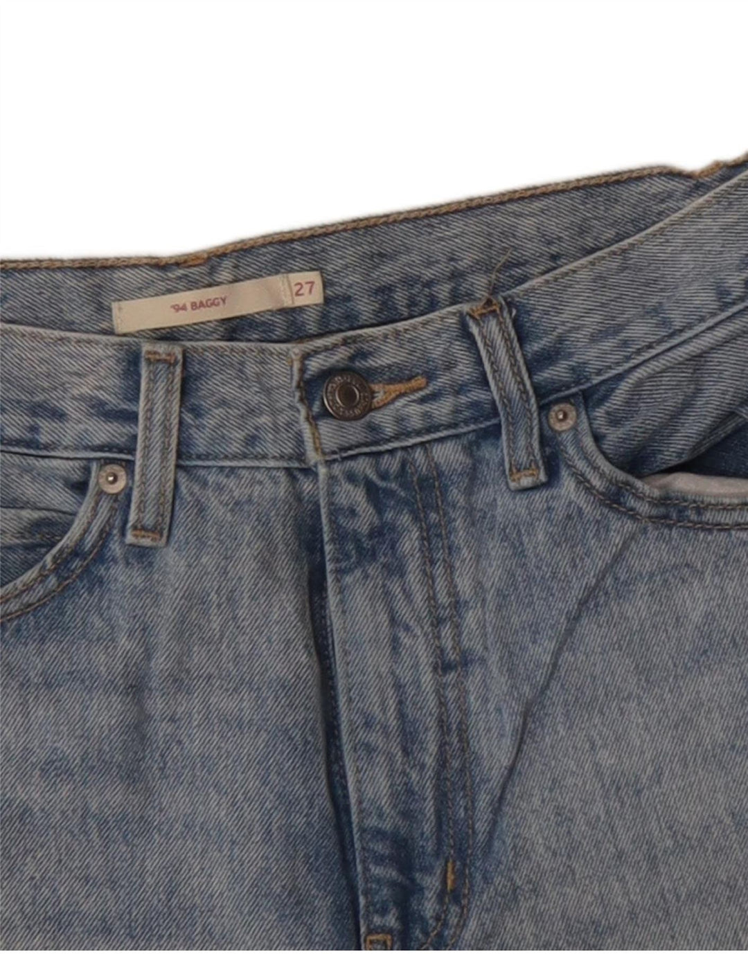 Damskie, luźne spodenki jeansowe LEVI'S W27, małe, niebieskie, bawełniane