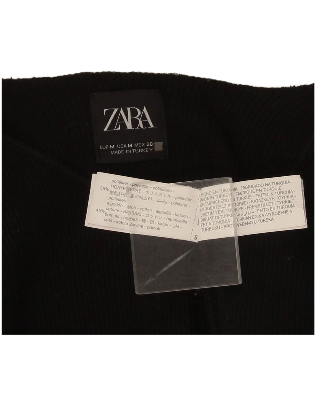 Damski sweter bolerko z rękawem 3/4 Zara UK 14, średni czarny poliester
