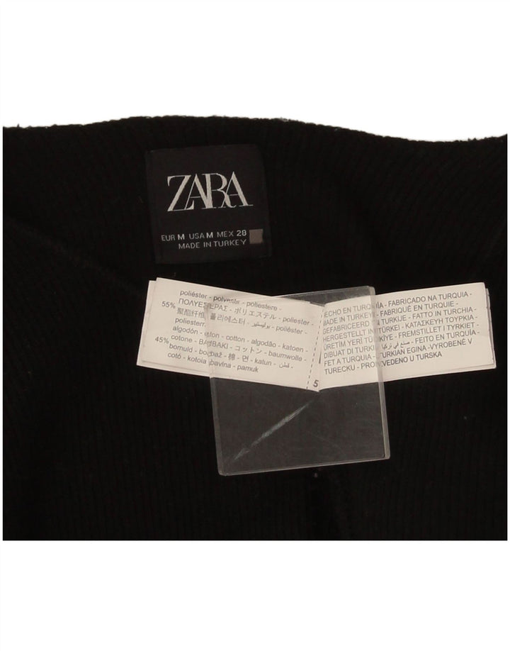 Damski sweter bolerko z rękawem 3/4 Zara UK 14, średni czarny poliester