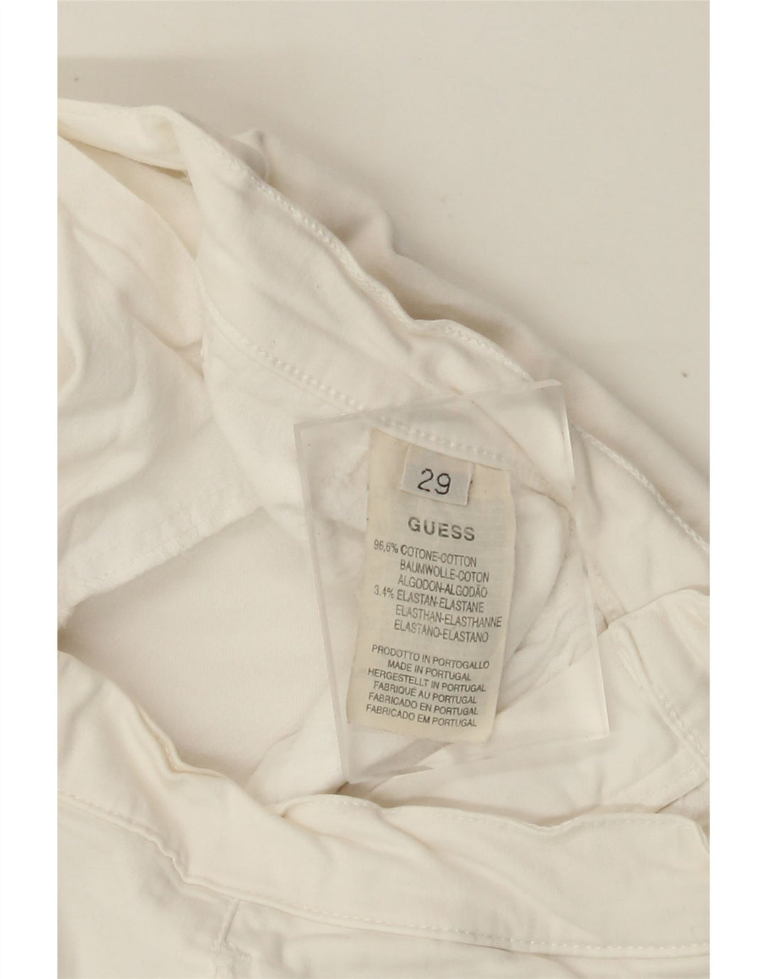 Damskie proste spodnie GUESS W29 L23 w kolorze złamanej bieli, bawełniane