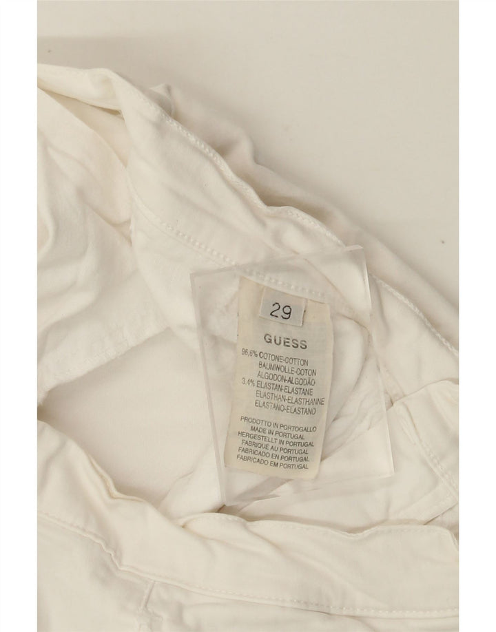 Damskie proste spodnie GUESS W29 L23 w kolorze złamanej bieli, bawełniane