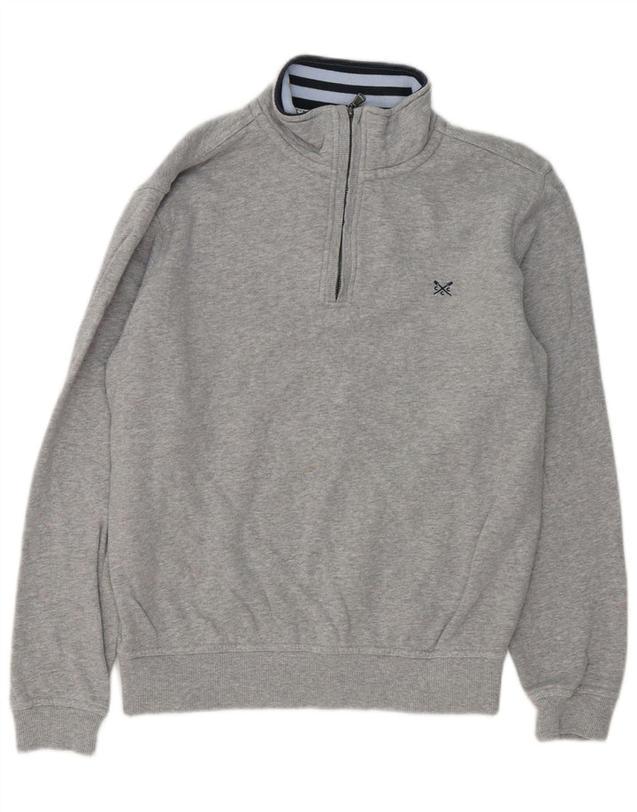 Crew Clothing Męska bluza z zamkiem błyskawicznym, średnioszara, bawełniana