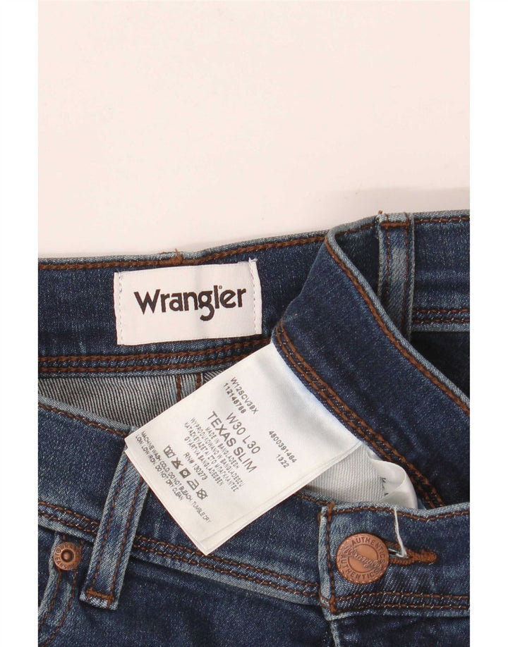 Męskie jeansy Wrangler Texas Slim W30 L30 Granatowe, bawełniane