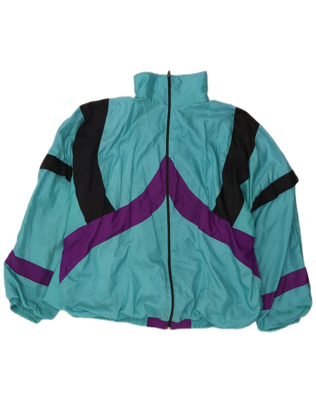 Męska kurtka dresowa o luźnym kroju VINTAGE, duży turkusowy blok kolorów