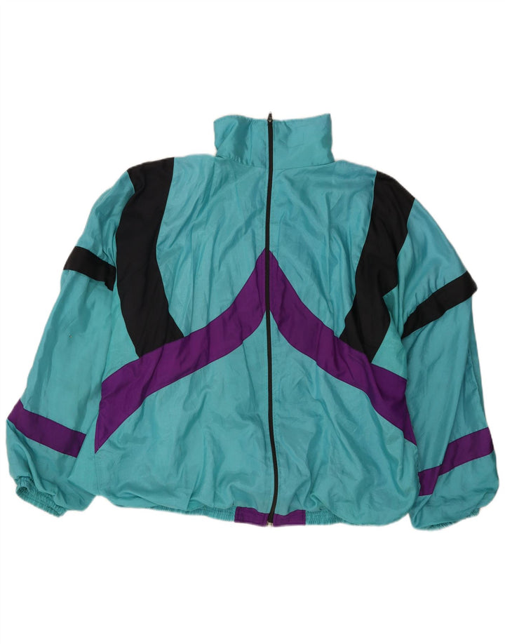 Męska kurtka dresowa o luźnym kroju VINTAGE, duży turkusowy blok kolorów