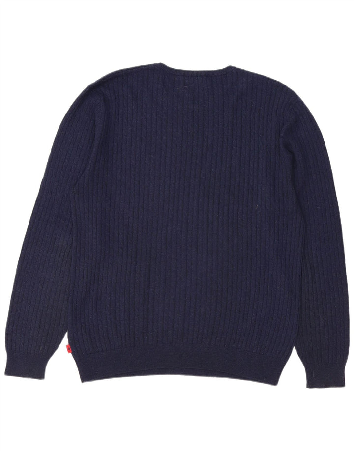 Męski sweter Kappa z okrągłym dekoltem 2XL Granatowa wełna
