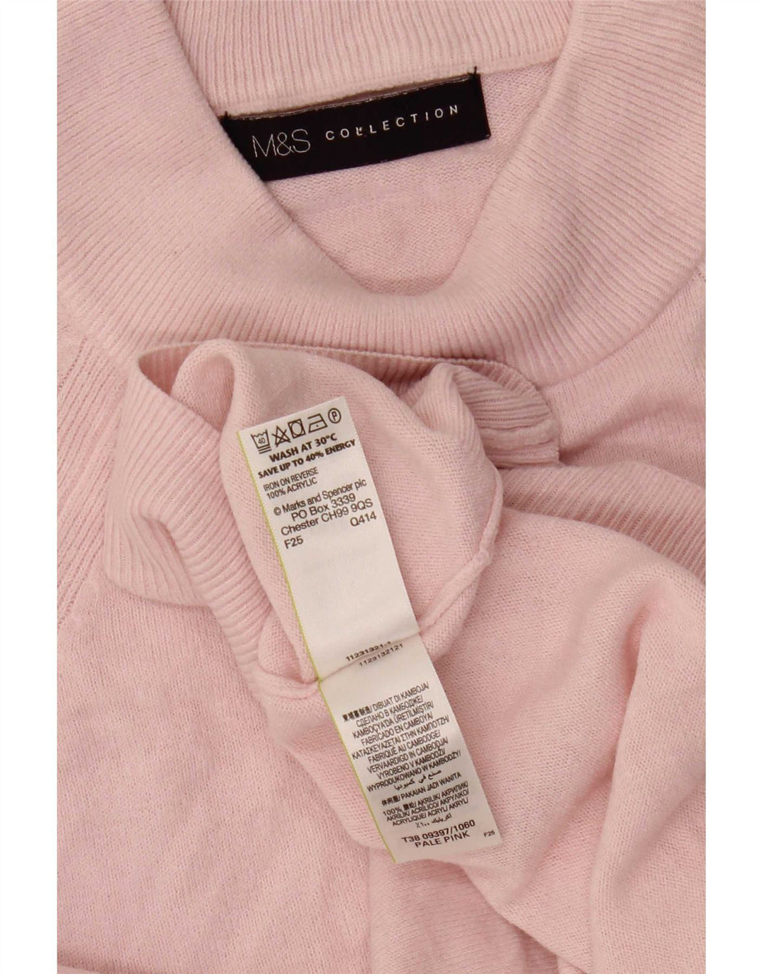 Marks & Spencer Damski sweter z golfem, UK 8, mały różowy