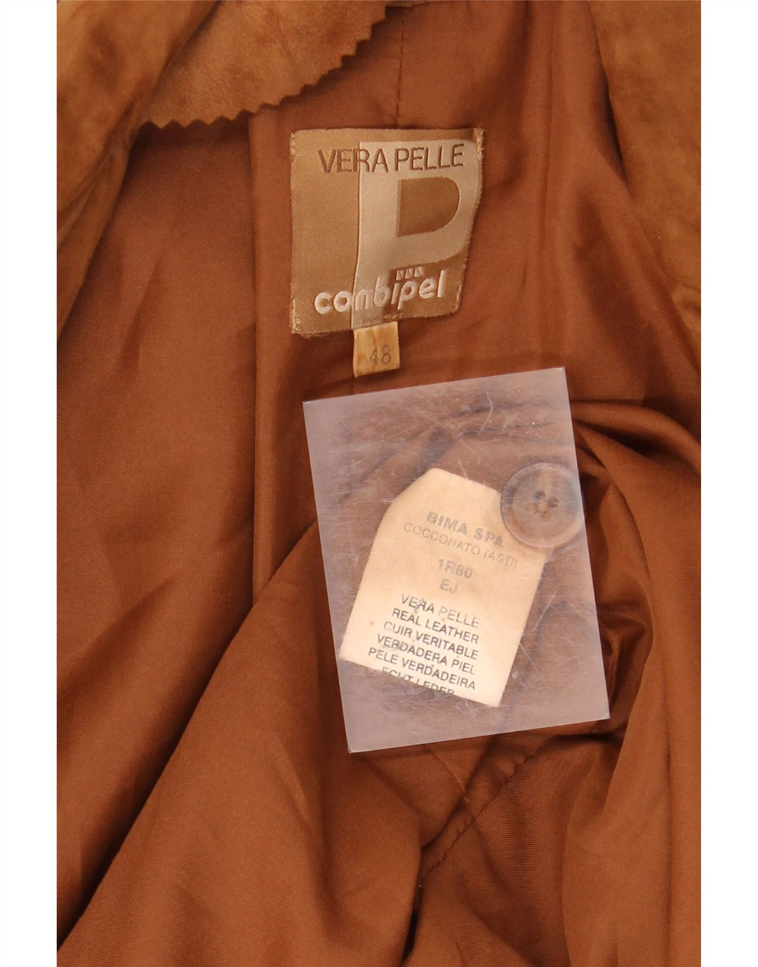 CONBIPEL Damska marynarka zapinana na 2 guziki IT 48 XL, brązowa skóra