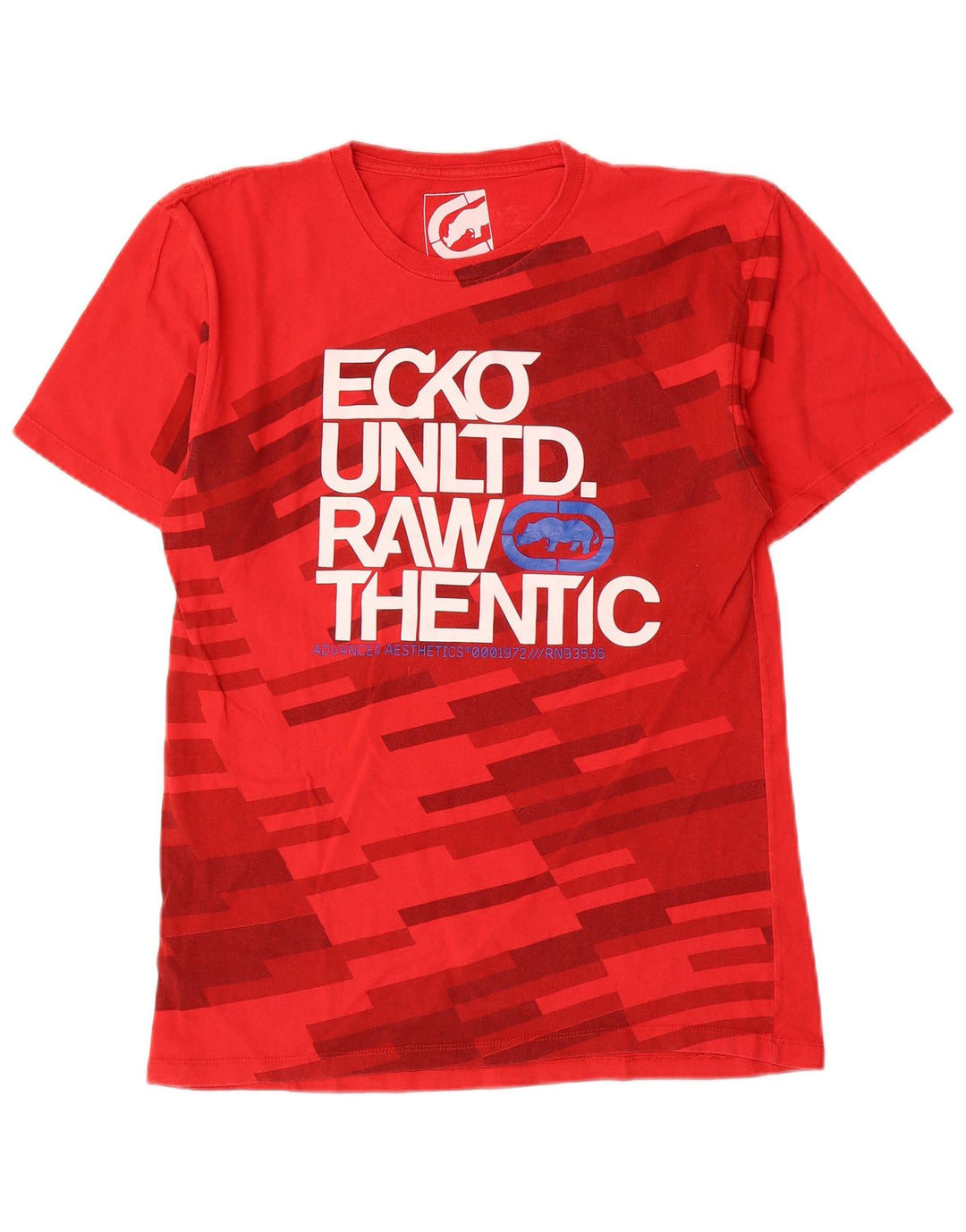 Męski T-shirt z grafiką Ecko Unltd, mały, czerwony, geometryczny, bawełniany