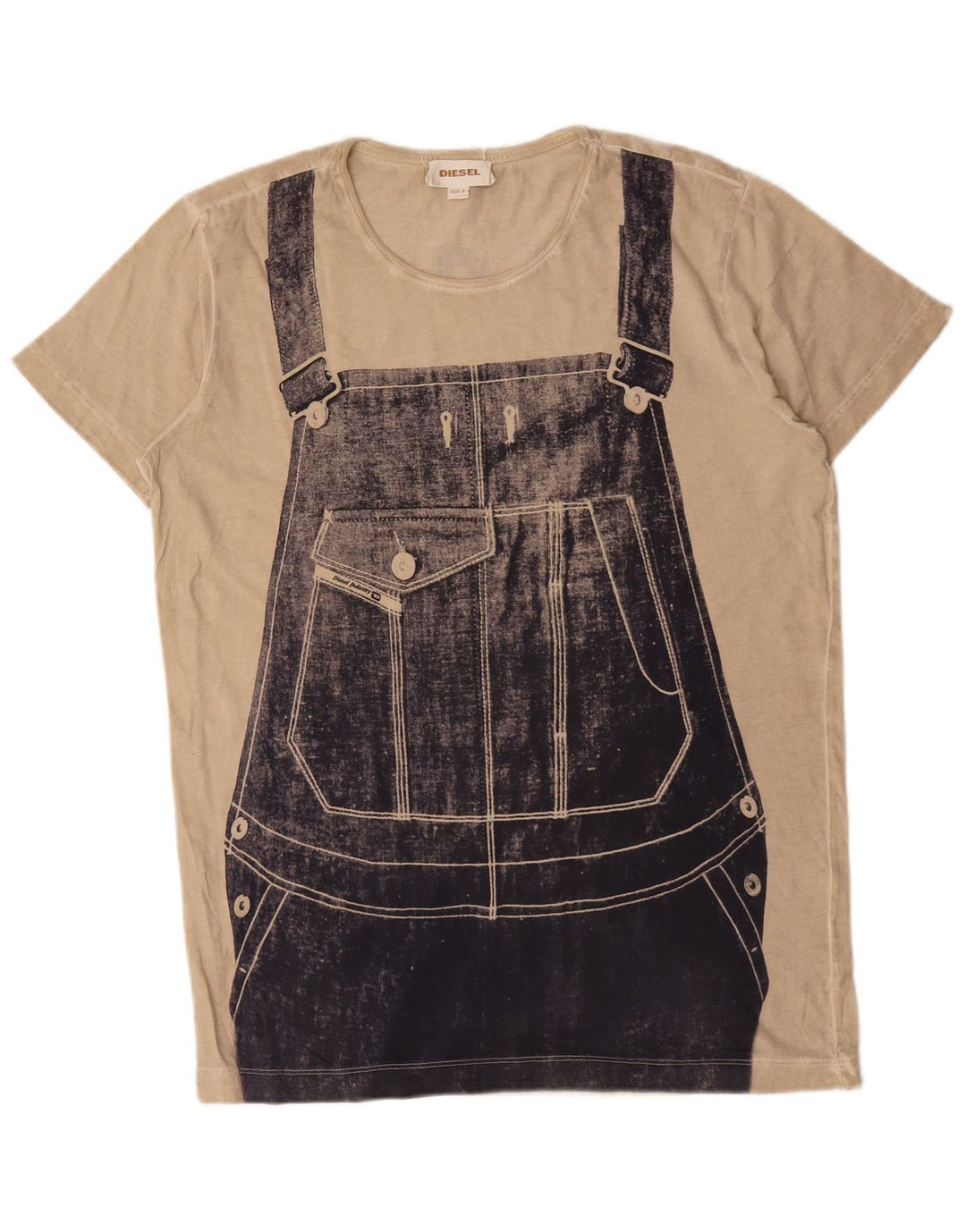 Męski T-shirt Diesel z grafiką, duży, beżowy
