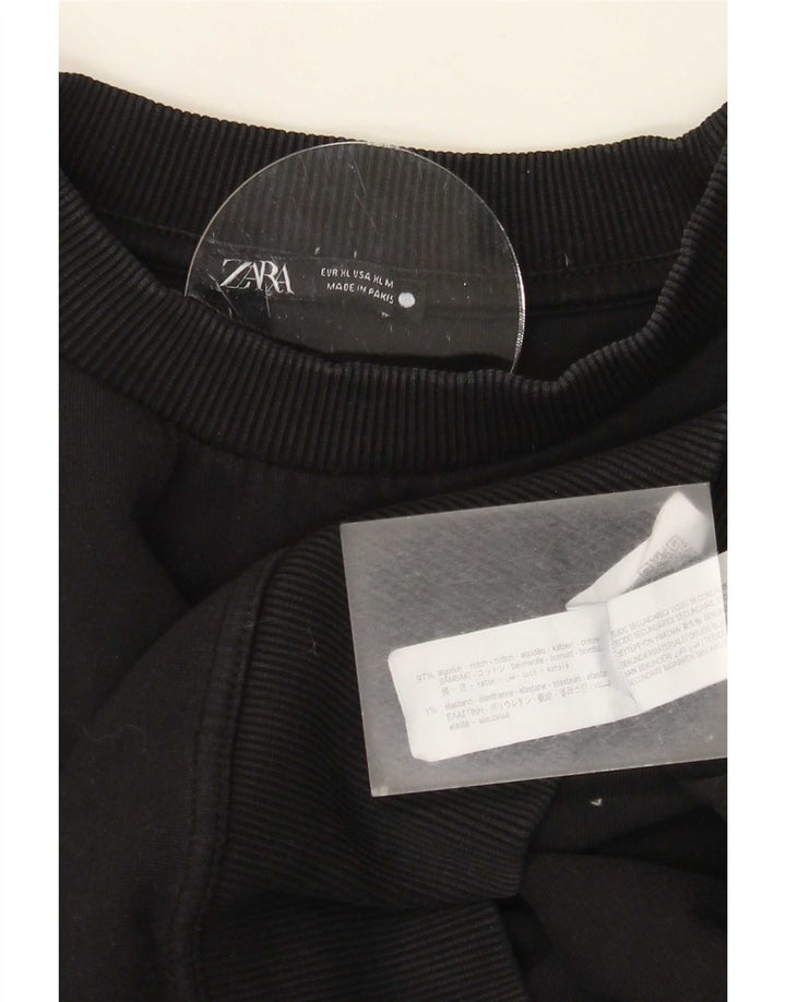 Męska bluza z krótkim rękawem Zara XL, czarna, bawełniana