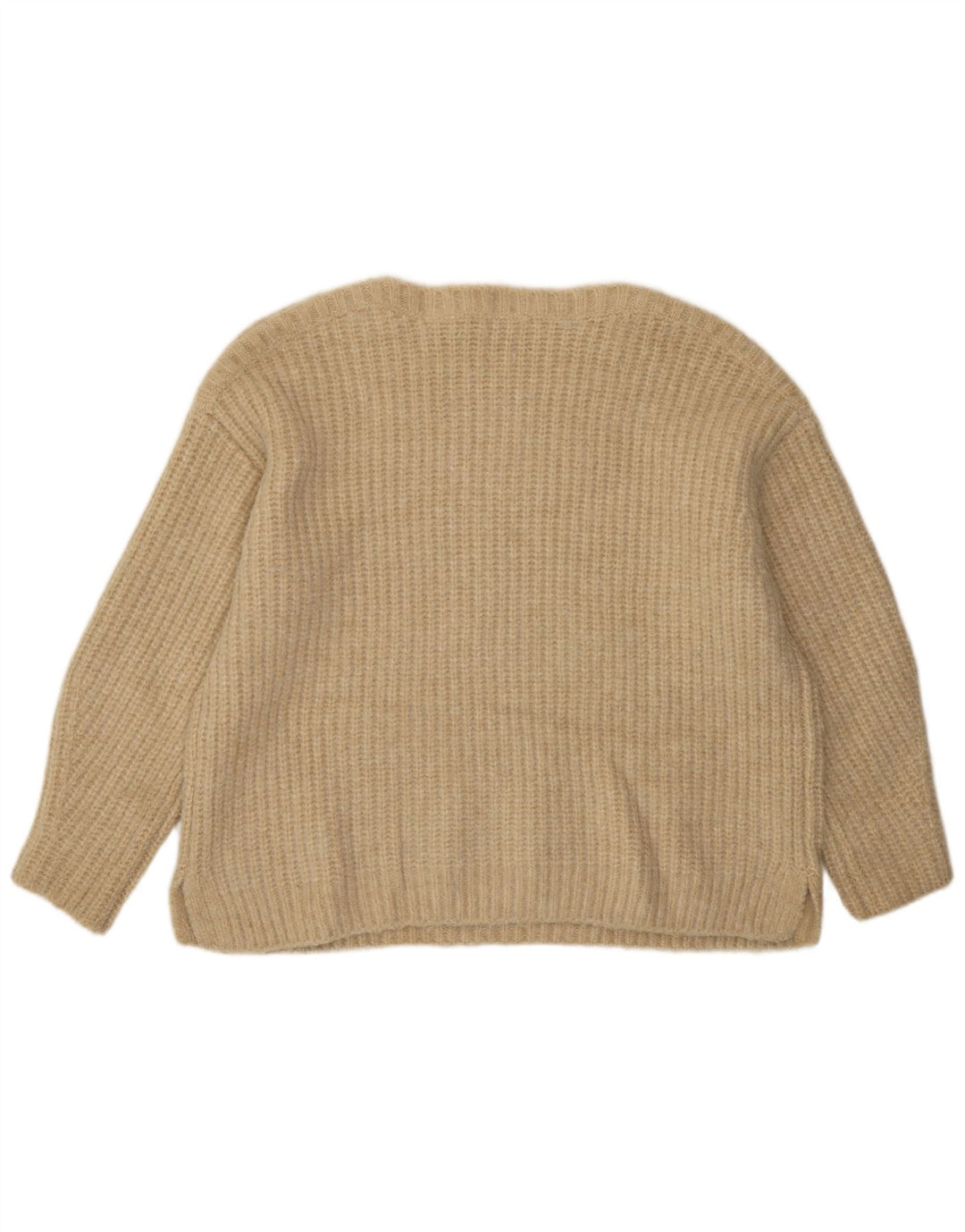 Damski sweter oversize z dekoltem w łódkę Zara UK 14, średni beżowy poliester