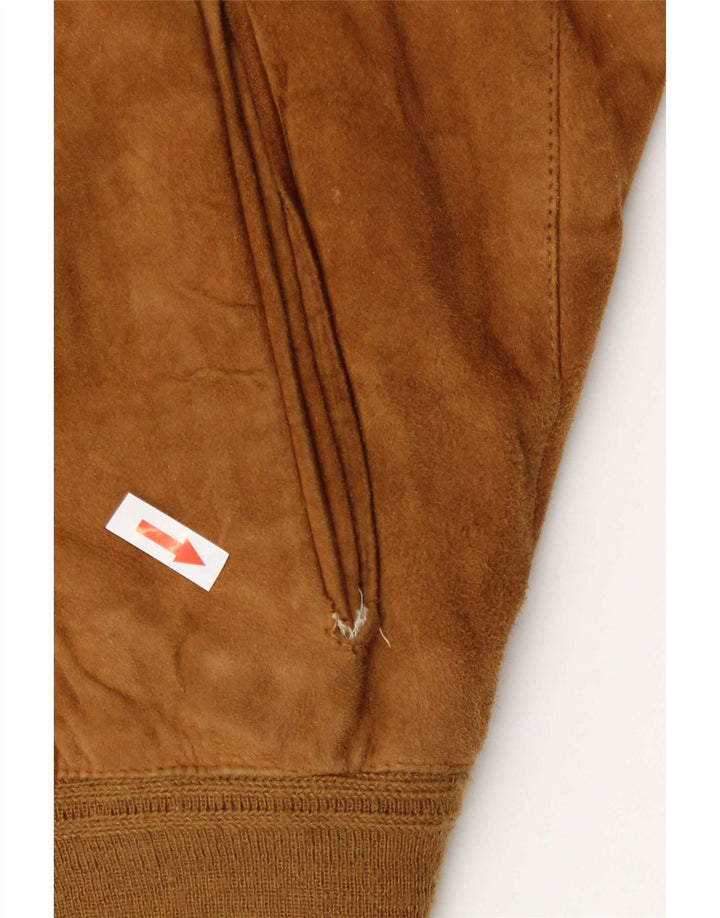 Vintage męska zamszowa kurtka bomber IT 50 średniej beżowej skóry