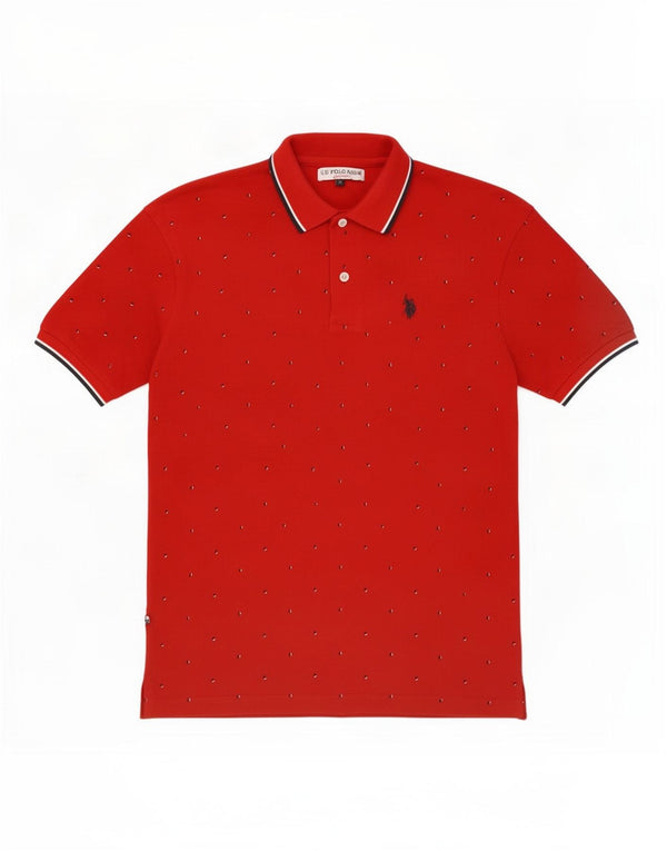 US Polo Assn. Męska koszulka polo, mała, bawełniana w czerwone cętki