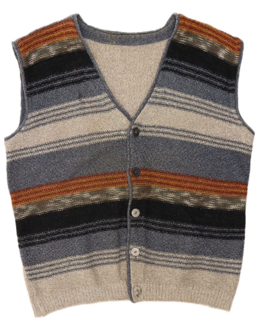 Vintage męski sweter bez rękawów, duży, wielobarwny w paski