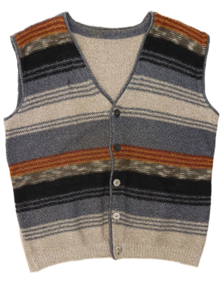 Vintage męski sweter bez rękawów, duży, wielobarwny w paski