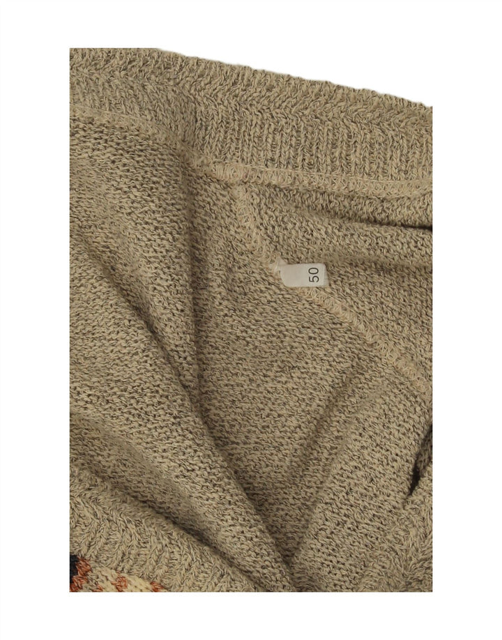 Vintage męski sweter kardigan IT 50 średnioszary geometryczny