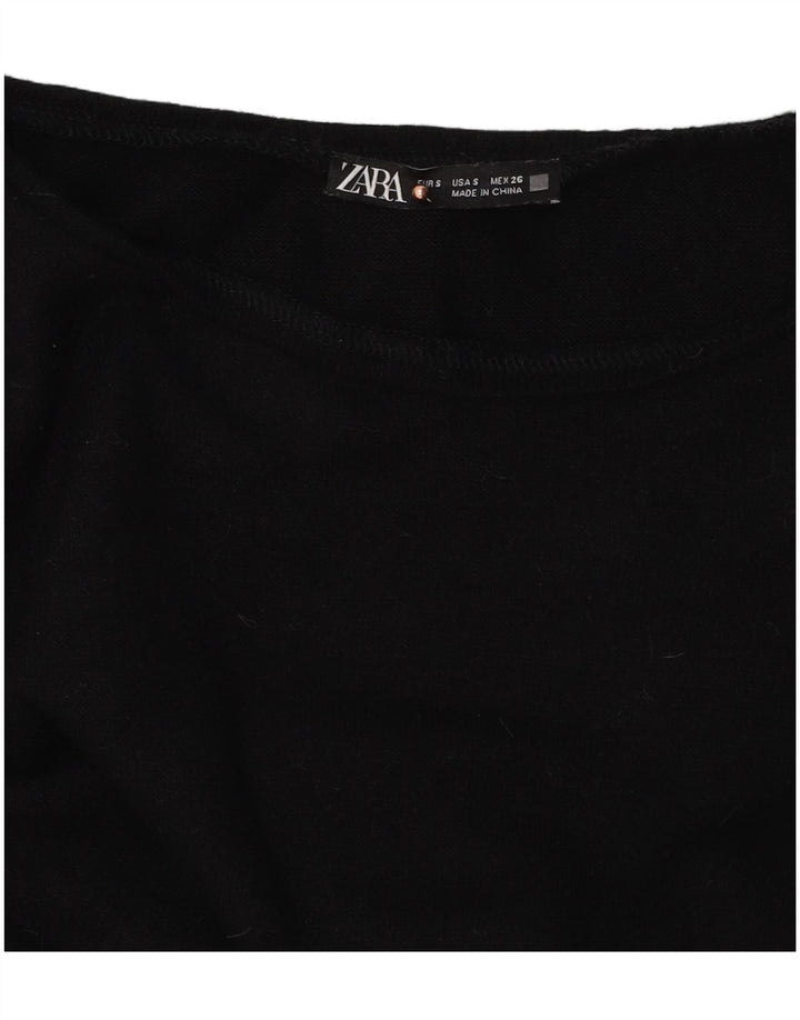 Damski krótki top Zara z długim rękawem UK 10, mały czarny