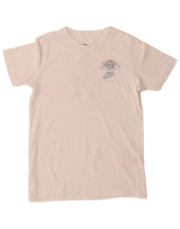 Chłopięcy T-shirt z grafiką Nike, 10-11 lat, średnia biała bawełna