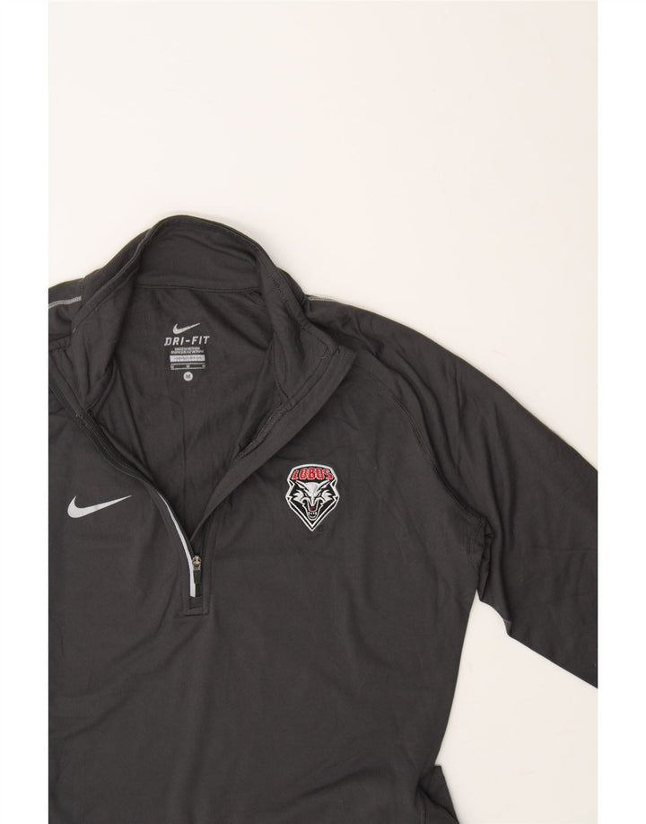 NIKE Womens Dri Fit Zip Neck Pullover Tracksuit Top UK 12 Medium Grey Vintage Nike and Second-Hand Nike from Messina Hembry 