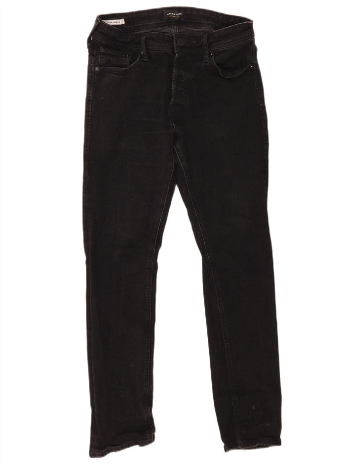 Męskie jeansy Jack & Jones GLENN Slim W30 L30 Czarne bawełniane