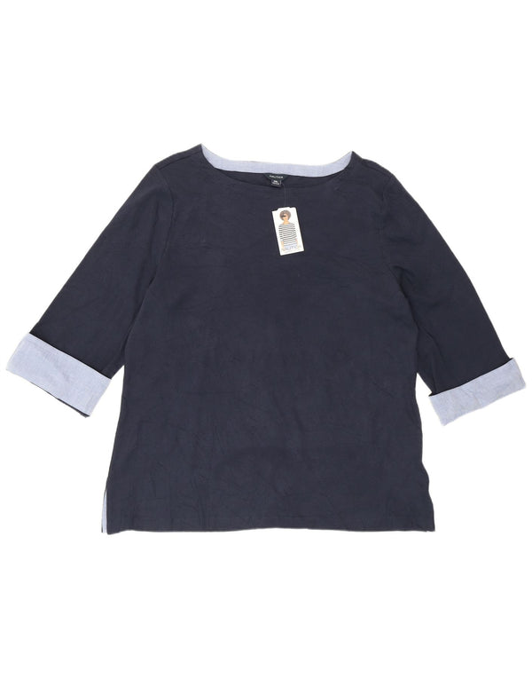Top damski Nautica z rękawem 3/4, UK 20 2XL, granatowa, bawełniana w bloki kolorów