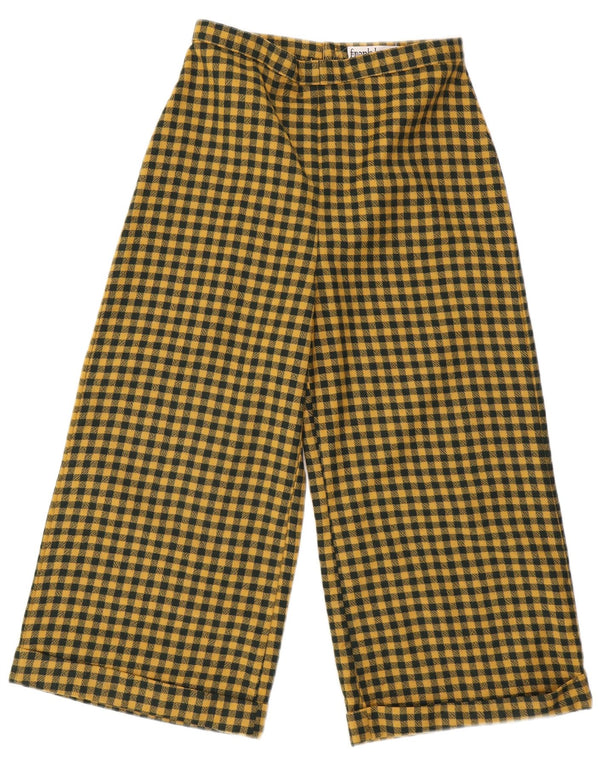 Vintage damskie spodnie capri z wysokim stanem W28 L22 żółta kratka