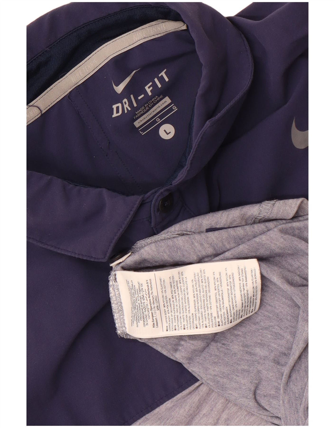 Męska koszulka polo Nike Dri Fit, duża, szara, nylonowa z blokami kolorów