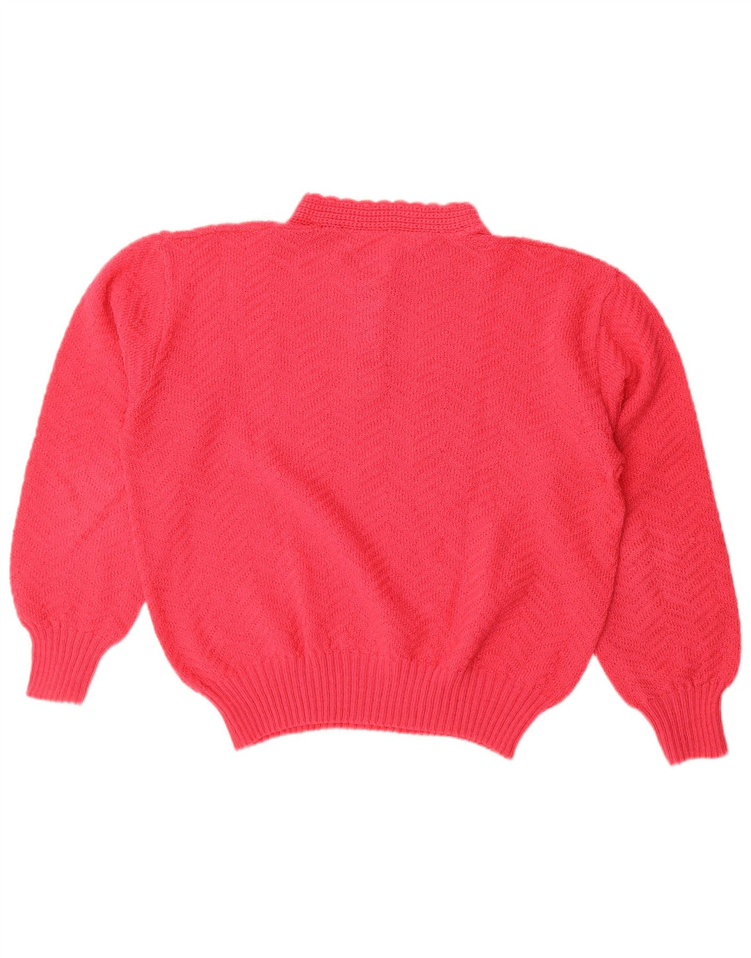Sweter damski w stylu vintage z guzikami pod szyją UK 16, duży czerwony