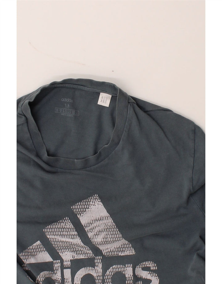 ADIDAS Mens Graphic T-Shirt Top Medium Grey Cotton Vintage Adidas and Second-Hand Adidas from Messina Hembry 