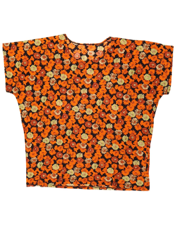 T-shirt damski VINTAGE Top UK 18 XL, wielokolorowa, bawełniana w kwiaty