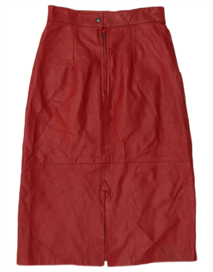 Damska skórzana spódnica z wysokim stanem VINTAGE W24 XS Burgundowa