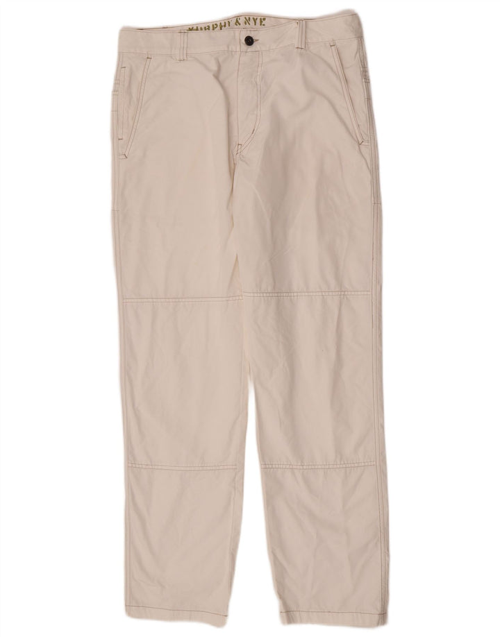 Męskie spodnie typu slim chino Murphy & Nye W36 L32 Biała bawełna