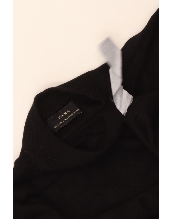 Zara Męski sweter z golfem, mały, czarny, wiskozowy