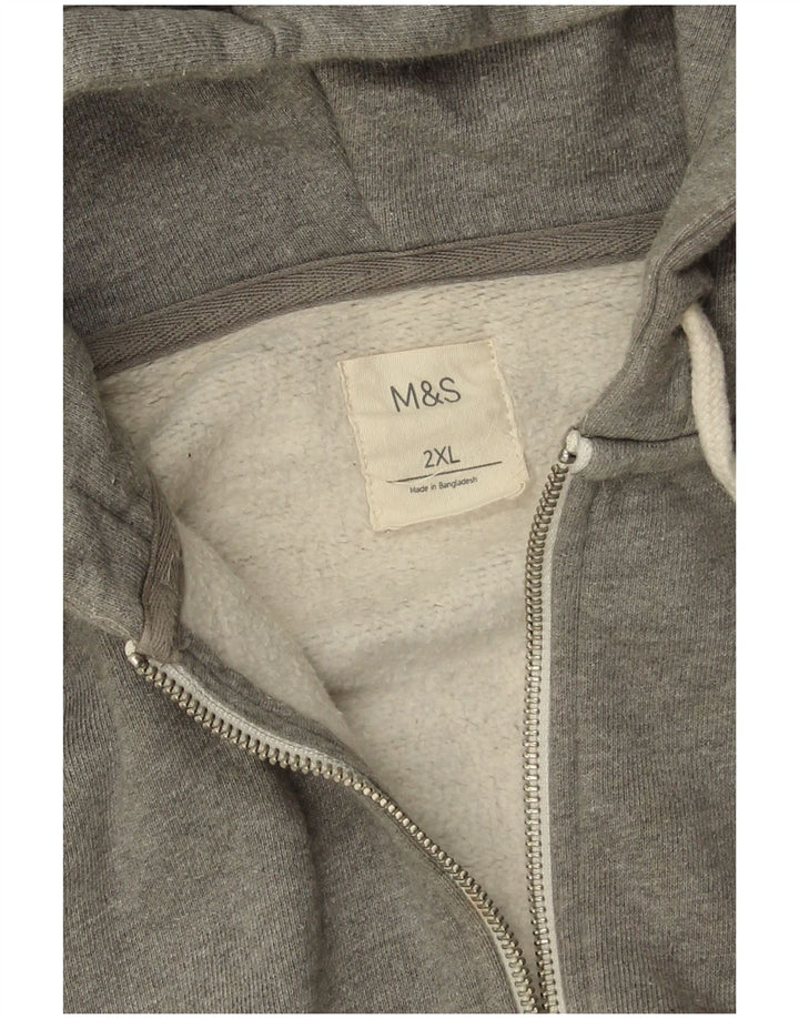 Marks & Spencer Męski sweter z kapturem i zamkiem, 2XL, szary, bawełniany