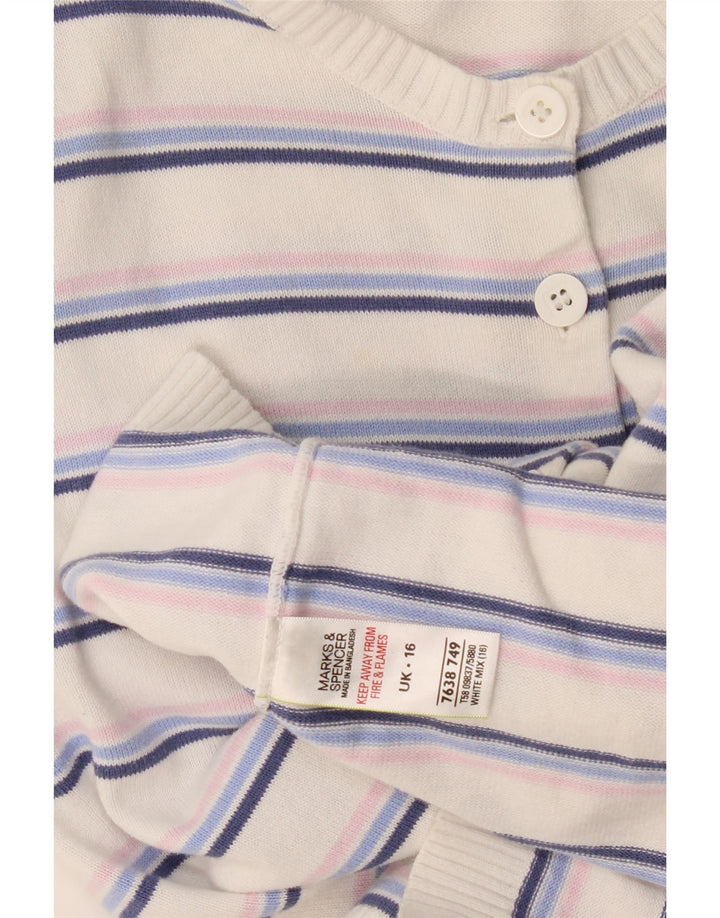 Marks & Spencer Damski sweter rozpinany UK 16, duże, białe paski