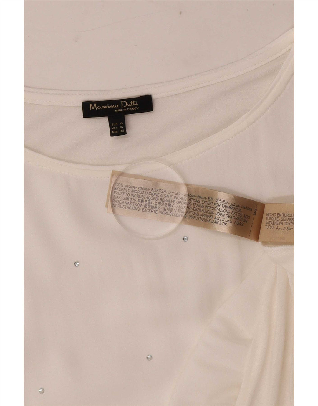 Bluzka damska Massimo Dutti Top UK 18 XL Biała wiskoza