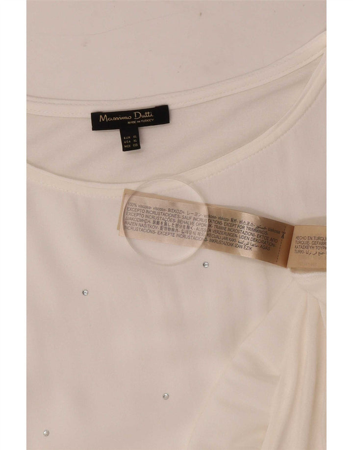 Bluzka damska Massimo Dutti Top UK 18 XL Biała wiskoza
